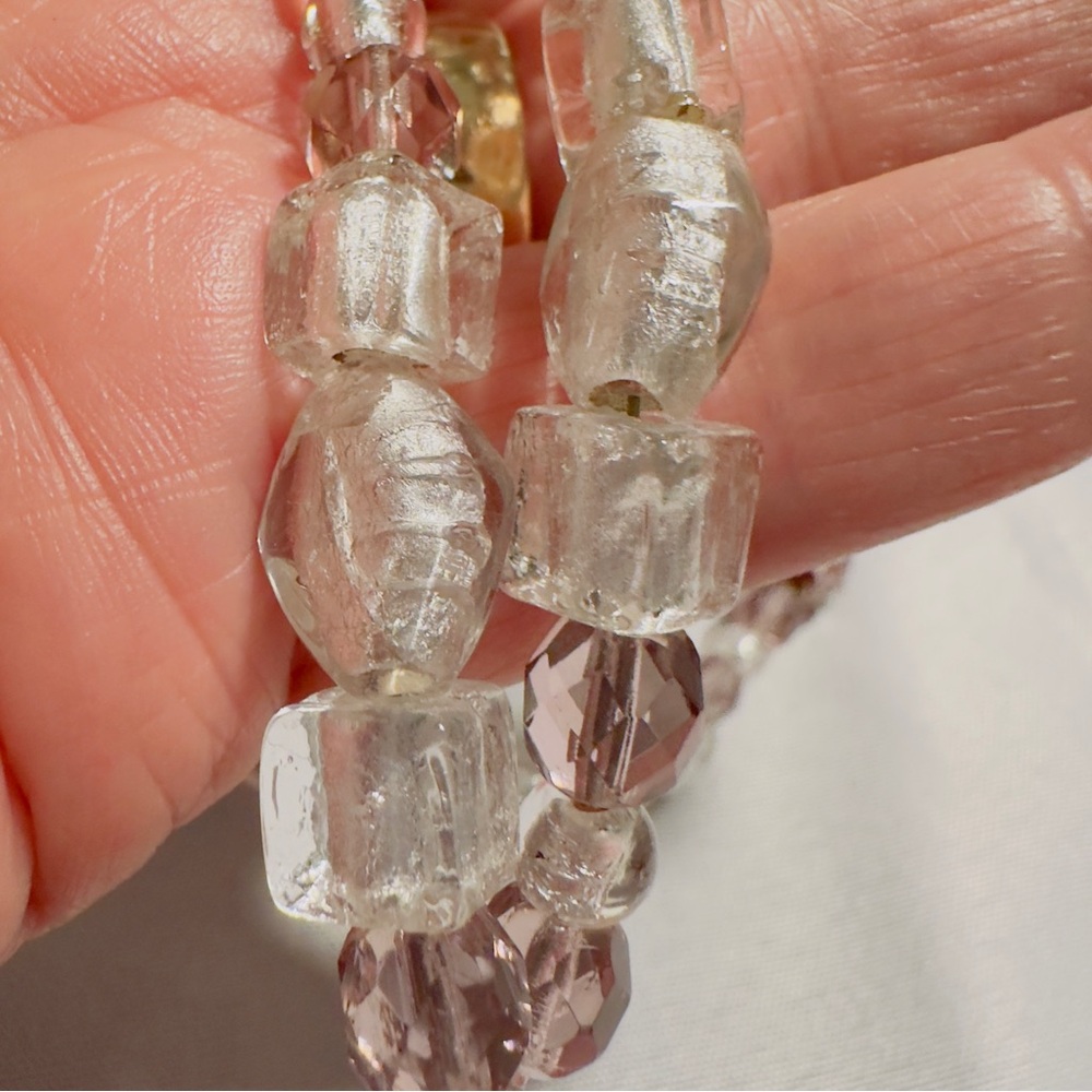 JBB Joshua Ben Bassat Signed Glass Bead Necklace, 21" L Purple & Pearl Colors - Picture 4 of 7